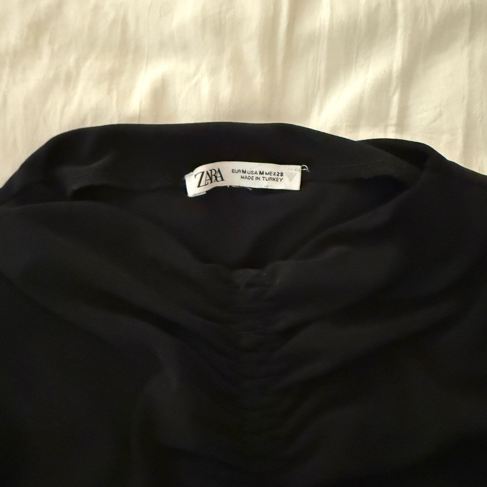 Black Ruched Mini Dress - Picture 2 of 3